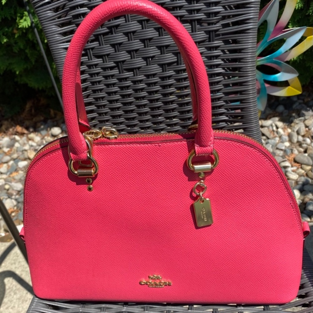 Coach Pink Satchel with Gold Accents